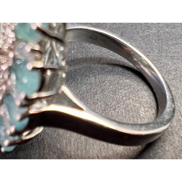 NEW grandidierite and zircon cocktail ring in rhodium over 925 silver size 7 - Picture 8 of 16